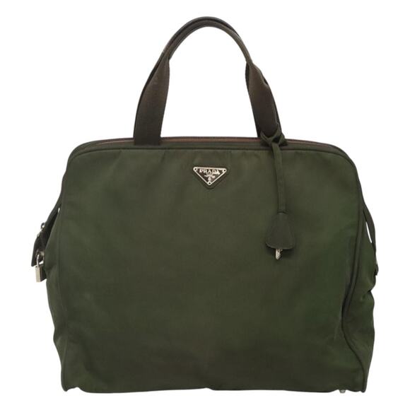 PRADA Hand Bag Nylon Khaki Silver - Picture 2 of 13